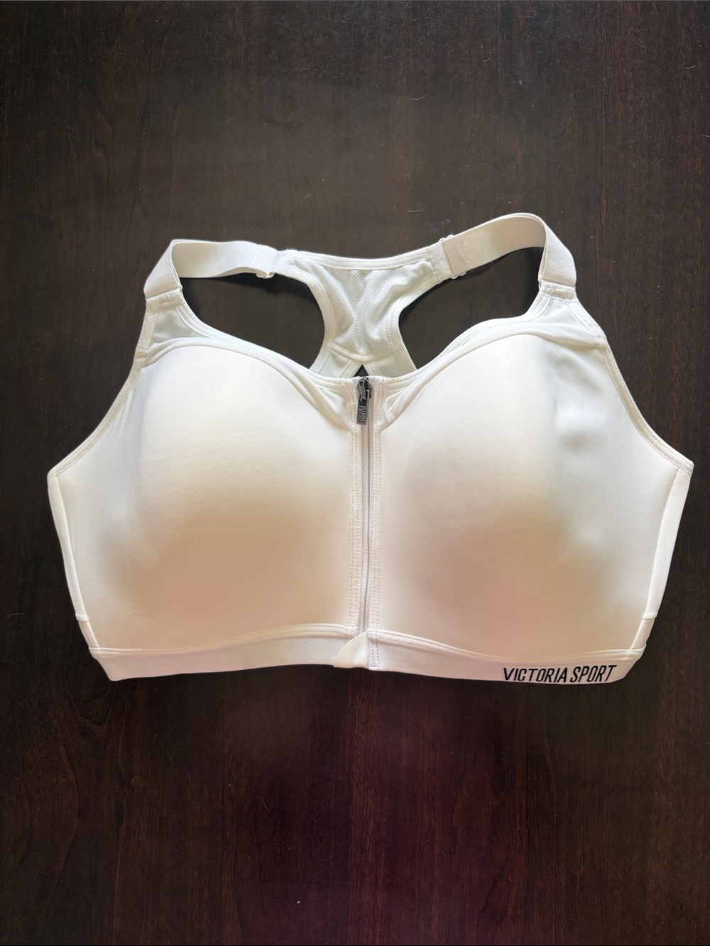 NWOT Victoria Secret White Front-Zip High Support Sports Bra